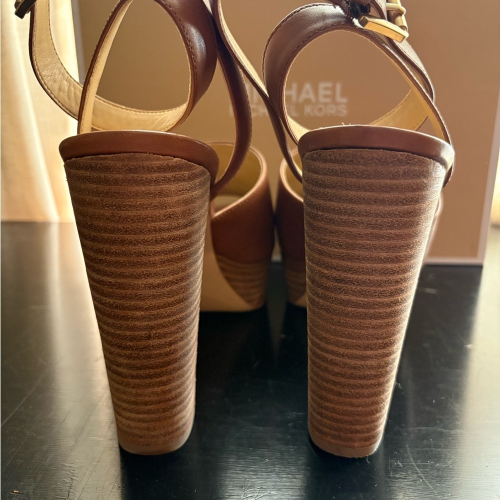 Michael Kors Brown Platform Slingback Sandals - Picture 3 of 5